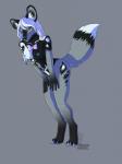 anthro blue_eyes breasts female hair nipples solo standing tail white_hair shinigamisquirrel enya_(littlemutt) african_wild_dog canid canine mammal digital_media_(artwork) hi_res