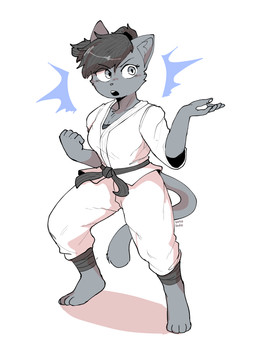 4_toes 5_fingers anthro barefoot bottomwear breasts clothed clothed_anthro clothed_female clothing eye_through_hair eyebrow_through_hair eyebrows eyelashes feet female female_anthro fingerpads fingers fist front_view fur hair keikogi martial_arts_uniform open_mouth pants pawpads paws plantigrade pose simple_background solo sportswear standing tail toes topwear translucent translucent_hair white_background white_bottomwear white_clothing white_pants white_pawpads white_sclera conditional_dnp sonokido ventura_city_drifters alina_scratch domestic_cat felid feline felis mammal russian_blue 2021 digital_drawing_(artwork) digital_media_(artwork) full-length_portrait hi_res portrait