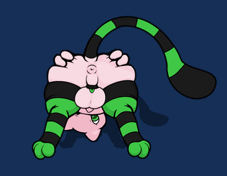 anus backsack balls balls_collar big_balls big_balls_small_penis butt butt_grab clothing collar digitigrade disproportionate_genitalia feral floating foreskin genitals green_eyes hand_on_butt heart_symbol legwear levitating looking_at_viewer male mostly_nude pattern_clothing pattern_legwear pattern_stockings penis presenting presenting_hindquarters puffy_anus rear_view small_penis solo spread_butt spread_legs spreading stockings striped_clothing striped_legwear striped_stockings stripes tail tail_sock testicle_cuff upside_down shadowsunderer nintendo pokemon cameo_(javeloz) generation_1_pokemon legendary_pokemon mew_(pokemon) pokemon_(species) alpha_channel