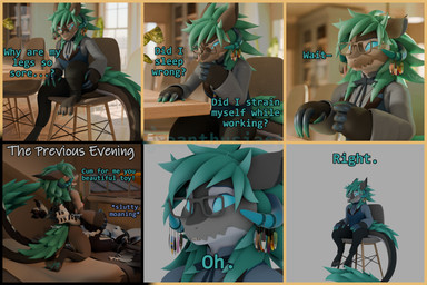 4_ears 6_panel_comic anthro bed biped border bottomwear breasts chair claws clothed clothing contact_onomatopoeia curling_toes detailed_background dialogue digitigrade duo eyewear eyewear_only feather_necklace feathers feet female from_front_position fur furniture glasses glasses_only hair horn horn_jewelry horn_ring impact_onomatopoeia inside jewelry kneeling kneeling_on_bed leg_grab lying missionary_position moan multi_ear necklace nude obscured_penetration on_back on_bed on_bottom on_chair on_top onomatopoeia open_mouth pants paws plap ring_(jewelry) sex shirt simple_background sitting sitting_on_chair solo_focus sound_effects tail talking_to_another text toes topwear vest wearing_glasses white_void winged_arms wings yellow_border beanthusiast asher_sterling stralis_octan avali wickerbeast 3d_(artwork) blender_(artwork) comic digital_media_(artwork) english_text hi_res