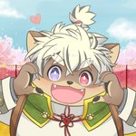 anthro blush cherry_blossom cherry_blossom_tree cherry_tree flower fruit_tree gesture hair heart_gesture heart_symbol heterochromia male pawpads plant prunus_(flower) smile solo topknot tree white_hair young young_anthro raimugi_rararai lifewonders tokyo_afterschool_summoners masashi_(tas) canid canine canis domestic_dog mammal 1:1 hi_res