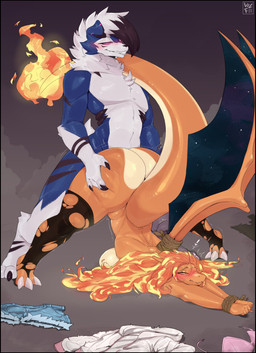 anthro anthro_on_anthro anthro_penetrated anthro_penetrating anthro_penetrating_anthro big_butt biped blue_body blue_fur blush breasts butt butt_grab dominant dominant_anthro dominant_male duo female female_anthro female_penetrated fur hair hand_on_butt male male/female male_anthro male_penetrating male_penetrating_female membrane_(anatomy) membranous_wings multicolored_body nude_anthro nude_male orange_body penetration sex standing submissive submissive_anthro submissive_female tail text white_body white_fur wings vilf nintendo pokemon charizard generation_1_pokemon generation_7_pokemon lycanroc midnight_lycanroc pokemon_(species) shiny_pokemon 2026 absurd_res artist_name hi_res