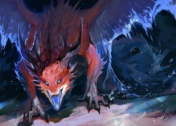 ambiguous_gender claws fangs feet feral finger_claws front_view horn looking_at_viewer pupils scales sharp_teeth slit_pupils snout solo standing tail teeth toes tongue wings yellow_eyes juliathedragoncat capcom monster_hunter mythology dragon mythological_creature mythological_scalie safi'jiiva scalie 2026 digital_drawing_(artwork) digital_media_(artwork) signature