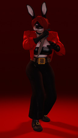 anthro belt belt_buckle big_breasts bottomwear breasts buckle choker cleavage clothed clothing evil_grin female footwear fur gloves hair handwear holding_melee_weapon holding_object holding_weapon jacket jewelry knife long_ears melee_weapon multicolored_body multicolored_fur necklace pants pose purple_eyes red_hair shoes simple_background smile solo topwear weapon thevestige petruz_(modeler) iris_(thevestige) rabbit_(petruz) lagomorph leporid mammal rabbit 3d_(artwork) 9:16 digital_media_(artwork) hi_res source_filmmaker_(artwork)