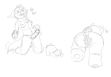 anthro breath female kneeling nipple_piercing nipples panting piercing plushie plushophilia practice ripped_seam strapon stuffing thisegg hi_res sketch