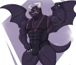 anthro bulge clothed clothing horn male muscular muscular_anthro muscular_male purple_body purple_skin solo tail tongue tongue_out wings wrestling_singlet akiidiamondheart_(artist) mythology nintendo ring_fit_adventure dragaux dragon mythological_creature mythological_scalie scalie hi_res