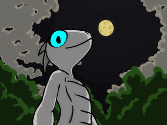 anthro backlighting bald blue_eyes cloud featureless_chest female grey_body grey_scales horn light looking_at_viewer low-angle_view moon night outside plant scales sky smile solo standing star starry_sky tree white_body anonymous_artist microsoft rise_of_the_spider_cult the_elder_scrolls guillemet_(kazerad) argonian lizard reptile scalie 2025 4:3 digital_media_(artwork) lighting