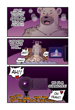 anthro anthro_on_anthro anthro_penetrated anthro_penetrating anthro_penetrating_anthro bed blush bodily_fluids brown_body brown_fur buckteeth camera cute_fangs dialogue drooling duo eyes_closed fangs from_behind_position fur furniture heart_symbol inner_monologue looking_up lying male male/male male_penetrated male_penetrating male_penetrating_male moan on_bed on_front open_mouth penetration prone_bone_position recording_video saliva sex short_tail speech_bubble sweat tail tan_body teeth text thinking three_frame_image tripod t0l0k carlos_(t0l0k) samuel_(t0l0k) cricetid hamster hyena mammal rodent comic english_text hi_res multiple_scenes