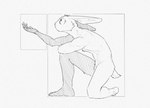 anthro biped cotton_tail feet geometric_background kneeling male male_anthro nude on_one_knee paper_background raised_arm simple_background solo resrabbutt lagomorph leporid mammal rabbit digital_media_(artwork) hi_res shaded simple_shading