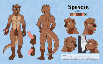 animal_genitalia anthro ball_nuzzling balls blush breasts brown_balls brown_body brown_ears brown_feet brown_fur brown_hands butt claws erection expressions facial_markings featureless_breasts feet fingers flaccid front_view fully_sheathed fur genitals grey_eyes hands_on_hips happy head_markings heterochromia humanoid_genitalia humanoid_penis looking_at_viewer male markings multicolored_body muscular nude nude_anthro nude_male open_mouth penile penis penis_tip plantigrade rear_view sad sheath simple_background smile solo standing tail teal_eyes text text_box toes tongue tongue_out tuft cleiarkent spencer_(spencer) mammal mustelid otter absurd_res digital_media_(artwork) english_text hi_res model_sheet