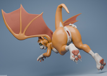 3_toes 4_fingers anthro anus breasts butt claws feet female fingers genitals green_eyes looking_at_viewer membrane_(anatomy) membranous_wings nude open_mouth orange_body pawpads raised_tail solo tail toe_claws toes vulva white_body wings heartlessangel3d dust:_an_elysian_tail fidget_(elysian_tail) bat mammal nimbat 2026 3d_(artwork) blender_(artwork) digital_media_(artwork) hi_res