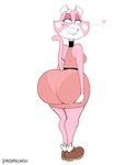 anthro big_butt bite biting_lip blue_eyes boots butt butt_grab clothing dress female footwear hand_on_butt heart_symbol huge_butt lidded_eyes looking_pleasured panty_lines pink_body shoes simple_background solo tail thick_thighs tight_clothing tight_dress white_background vimhomeless super_planet_dolan shima_luan domestic_cat felid feline felis mammal 2023 absurd_res hi_res