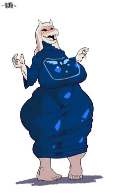 5_fingers 5_toes anthro big_breasts big_butt blush breasts butt claws clothed clothed_anthro clothed_female clothing feet female finger_claws fingers floppy_ears fully_clothed fully_clothed_anthro fully_clothed_female horn huge_breasts huge_butt mature_anthro mature_female nipple_outline open_mouth overweight overweight_anthro overweight_female solo toe_claws toes north_star_500 undertale_(series) toriel bovid caprine goat mammal hi_res