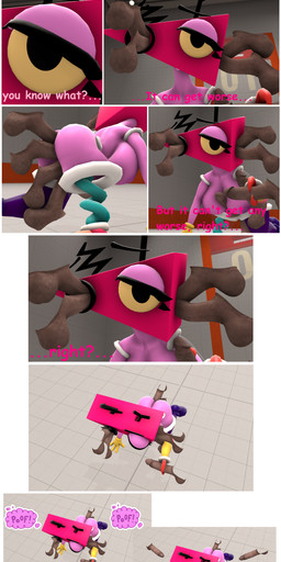 anal anal_penetration big_breasts big_butt big_eyes boots breasts brown_penis butt claws clothing dialogue disembodied_penis doggystyle double_penetration ear_penetration eye_penetration footwear for_a_head forced from_behind_position genitals gloves handwear laboratory legwear looking_at_viewer looking_worried lying_on_ground male multi_genitalia multi_penis multiple_penetration on_ground onomatopoeia penetration penile penile_penetration penis penis_everywhere penis_in_ear penis_in_eye pink_body pink_head purple_clothing purple_legwear purple_stockings rape red_claws sex shoes solo sound_effects stockings talking_to_viewer text thick_thighs translucent translucent_legs triangle_head vaginal vaginal_penetration white_floor wide_hips yellow_clothing yellow_eyes yellow_gloves yellow_handwear 5naptrap buhonero75_(modeler) glitch_productions the_amazing_digital_circus zooble_(tadc) animate_inanimate humanoid living_toy object_head 2026 3d_(artwork) absurd_res comic comic_sans digital_media_(artwork) english_text hi_res source_filmmaker_(artwork) nonbinary_(lore)
