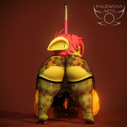 4_fingers 4_toes amber_eyes areola belly bent_over big_breasts big_butt big_ears biped blush blush_lines breasts butt choker clothed clothing ear_piercing ear_ring eyelashes fantasy feet female female_humanoid fingers freckled_face freckles genitals giant_hammer gloves green_body hair hammer handwear holding_object holding_weapon jewelry lace lace_stockings lace_topwear legwear lingerie long_eyelashes maul necklace nipple_piercing nipples oversized_weapon paladin piercing red_hair ring_piercing short_stack slightly_chubby solo stockings thick_thighs toes tongue tongue_out tools vulva weapon palewdas_arts palewdasarts_(modeler) mina_(palewdasarts) goblin humanoid 1:1 3d_(artwork) digital_media_(artwork) hi_res tagme