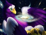 ambiguous_gender feathers feral galaxy giga green_eyes macro macro_feral milky_way purple_body purple_feathers solo terra_macro magpi sentri_(sparkfloof) accipitrid accipitriform avian bird eagle sea_eagle steller's_sea_eagle 2020 4:3 hi_res