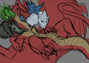 5_heads angry anus bedroom_eyes claws female feral genitals horn licking licking_lips looking_at_viewer multi_head narrowed_eyes open_mouth red_body scales seductive simple_background smile solo tail tongue tongue_out vulva wings dhalek dungeons_and_dragons european_mythology greek_mythology hasbro mythology wizards_of_the_coast tiamat_(dnd) deity dragon dragon_(dnd) hydra mythological_creature mythological_scalie scalie western_dragon absurd_res digital_media_(artwork) hi_res sketch unfinished