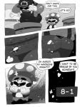2018 3:4 butt close-up clothed clothing comic dialogue duo english_text facial_hair fully_clothed galgard hat headgear headwear heart_symbol hi_res human male mammal mario mario_bros monochrome mustache nintendo overalls speech_bubble text text_on_clothing text_on_hat text_on_headwear toad_(mario) topwear vest warp_pipe
