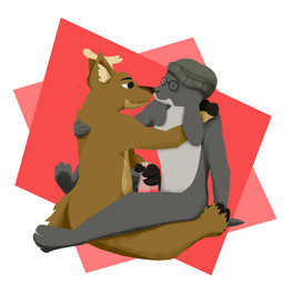anthro beanie bodily_fluids clothing cum duo eyewear feet frottage genital_fluids glasses hat headgear headwear male male/male on_lap paws penetrable_sex_toy penile penises_touching sex sex_toy sitting sitting_on_ground sitting_on_lap luminouslumi deer hare lagomorph leporid mammal rabbit 1:1