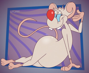 abstract_background anthro blue_eyes buckteeth butt casual_nudity curled_tail fanning fanning_self fur glistening glistening_butt half-closed_eyes leaning_on_arm lying male narrowed_eyes on_side pear-shaped_figure red_nose smug solo tail teeth toony white_body white_fur wide_hips gavanzude pinky_and_the_brain warner_brothers pinky_(warner_brothers) mammal murid murine rat rodent alternate_version_at_paywall digital_drawing_(artwork) digital_media_(artwork) hi_res signature