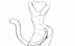 anthro back_boob bottomwear breasts butt clothed clothing female fur furgonomic_bottomwear furgonomic_underwear furgonomics hands_behind_head rear_view simple_background solo swaying topless underwear underwear_only white_background k_o_tsitraeht zoe_(zoeandtom) domestic_cat felid feline felis humanoid mammal animated digital_media_(artwork) short_playtime