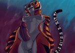 anthro balls breasts digital_media_(artwork) dreamworks erect_nipples felid genitals gynomorph hi_res intersex kung_fu_panda looking_down mammal master_tigress nipples pantherine penis perineum sabrotiger small_breasts solo tiger vein veiny_penis