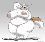 anthro areola belly big_belly big_breasts biped breasts claws copyright_symbol featureless_crotch female front_view fur hair heart_symbol holding_breast huge_breasts nipples nude open_mouth overweight overweight_anthro overweight_female raised_arm simple_background solo standing symbol tongue gillpanda canid canine mammal 2017 digital_drawing_(artwork) digital_media_(artwork)