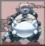 after_transformation alternate_species black_nose blonde_hair blue_body breasts breasts_and_teats dialogue female hair hooves horn implied_transformation oblivious open_mouth overweight overweight_female pink_eyes solo standing surprise teats text udders unaware_transformation wide_hips geckomania danganronpa danganronpa_2 nintendo pokemon spike_chunsoft chiaki_nanami bovid bovine cattle generation_2_pokemon mammal miltank pokemon_(species) 2018 english_text