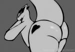 2019 ambiguous_gender avian butt cherry_(ztwidashz) generation_2_pokemon heart_symbol hi_res legendary_pokemon looking_back lugia monochrome nintendo pokemon pokemon_(species) presenting presenting_hindquarters raised_tail rear_view solo tail thick_thighs visionaryserpent