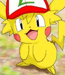 ambiguous_gender open_mouth solo pasaran nintendo pokemon ashchu generation_1_pokemon pikachu pokemon_(species) digital_media_(artwork) low_res oekaki