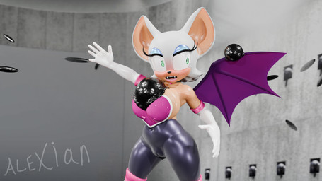 anthro big_breasts breasts clothing female green_eyes inside kronos_unveiled latex liquid_latex machine open_mouth pink_clothing purple_wings solo standing surprised teeth tight_clothing trap_(contrivance) turret wings alexian_(artist) nottanj_(modeler) sega sonic_the_hedgehog_(series) rouge_the_bat bat mammal 16:9 2026 3d_(artwork) blender_(artwork) blender_eevee_(artwork) digital_media_(artwork) hi_res watermark widescreen