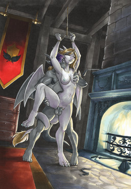 3_toes 5_fingers 5_toes anthro balls bdsm biped bite blonde_hair bodily_fluids bondage bound breast_grab breasts butt claws detailed_background dominant dominant_anthro dominant_male duo erection eyes_closed feet female female_penetrated fingers genital_fluids genitals grey_balls grey_body grey_penis grey_skin hair hand_on_breast horn male male/female male_penetrating male_penetrating_female neck_bite nipples non-mammal_breasts nude nude_anthro nude_female nude_male penetration penile penis purple_hair scales sex spread_legs spreading submissive submissive_anthro submissive_female tail toe_claws toes vaginal vaginal_penetration vulva white_body white_skin wings ewgengster mythology gray_haze dragon mythological_creature mythological_scalie scalie absurd_res hi_res traditional_media_(artwork)