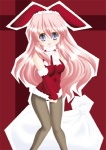 bag blush bunny_costume clothed clothing costume dress eyewear fake_ears fake_rabbit_ears female glasses hair holidays human_only legwear long_hair not_furry pantyhose pink_hair red_clothing red_dress santa_costume simple_background solo thigh_gap isa_(ni-iro) ni-iro christmas lucky_star miyuki_takara human mammal grandfathered_content