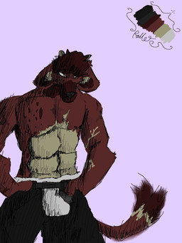 abs anthro belt bottomwear bulge clothing freckles male pants solo underwear rudolph4444 bovid caprine goat hybrid hyena mammal hi_res
