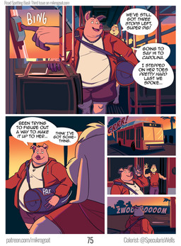 anthro blonde_hair bus clothed clothing commercial_vehicle dialogue duo fur hair horn male male/male muscular muscular_male navel obese obese_anthro obese_male outside overweight overweight_anthro overweight_male pink_body pink_fur pink_skin shirt smile speech_bubble tank_top text topwear vehicle mikrogoat abe_(mikrogoat) basil_(mikrogoat) domestic_pig lagomorph leporid mammal rabbit suid suine sus_(pig) comic english_text hi_res url