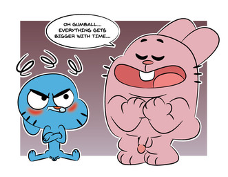 angry anthro balls blue_body blush buckteeth circumcised comparing comparing_penis crossed_arms dialogue duo eyes_closed flaccid foreskin frown genitals glans humanoid_genitalia humanoid_penis male nude open_mouth penis penis_size_difference pink_body sitting small_balls small_penis standing teeth text whiskers young young_anthro didi_(artist) cartoon_network the_amazing_world_of_gumball gumball_watterson richard_watterson domestic_cat felid feline felis lagomorph leporid mammal rabbit english_text father_(lore) father_and_child_(lore) father_and_son_(lore) parent_(lore) parent_and_child_(lore) parent_and_son_(lore) son_(lore)