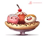 ambiguous_gender banana beady_eyes black_eyes cherry copyright_symbol dessert dot_eyes eyes_closed food frosting fruit group ice_cream pink_body plant red_body simple_background smile sundae symbol tan_body text white_background piper_thibodeau animate_inanimate food_creature ice_cream_creature 2015 digital_media_(artwork) digital_painting_(artwork) url