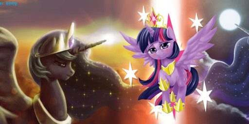 blonde_hair blue_body blue_eyes blue_fur blue_hair blush crown cutie_mark feathered_wings feathers female feral fur group hair half-closed_eyes headgear horn long_hair looking_at_viewer moon multicolored_hair narrowed_eyes purple_body purple_eyes purple_fur purple_hair royalty smile sunset text two_tone_hair white_body white_fur wings mrs1989 friendship_is_magic hasbro my_little_pony mythology princess_celestia_(mlp) princess_luna_(mlp) twilight_sparkle_(mlp) equid equine mammal mythological_creature mythological_equine winged_unicorn hi_res korean_text