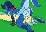 3_toes 4_fingers 69_position animal_genitalia animal_penis anthro anthro_on_anthro anthro_penetrated anthro_penetrating anthro_penetrating_anthro anus ball_nuzzling balls blue_balls blue_body blue_eyes blue_fur blue_hair blush bodily_fluids butt butt_grab canine_genitalia canine_penis clothing cum cum_in_mouth cum_inside cum_on_penis duo eyewear feet fellatio fingerless_gloves fingers fur genital_fluids genitals glasses gloves green_background green_body green_fur green_penis hair hand_on_butt handwear interspecies kerchief knot looking_down looking_up male male/male male_penetrated male_penetrating male_penetrating_male mostly_nude mutual_fellatio mutual_oral nude on_ground open_mouth oral penetration penile penis purple_eyes sex simple_background toes tongue tongue_out yellow_body yellow_fur yellow_sclera ultilix nintendo pokemon fan_character jared_(likethisevenmatters) ulti_(ultilix) eeveelution generation_4_pokemon leafeon pokemon_(species) reptile scalie 2020 hi_res