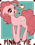 cupcake cutie_mark eating female feral food hair long_hair open_mouth pink_hair solo text tongue umeguru friendship_is_magic hasbro my_little_pony pinkie_pie_(mlp) earth_pony equid equine horse mammal pony 2013 english_text