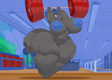 abs anthro areola barbell big_breasts big_ears big_muscles big_nipples black_body black_fur blue_areola blue_body blue_fur blue_nipples bodily_fluids breasts exercise eyeshadow feet female fluffy fluffy_tail fur gym heterochromia huge_breasts huge_hips huge_muscles huge_nipples huge_thighs hyper hyper_breasts hyper_hips hyper_nipples hyper_thighs makeup muscular muscular_arms muscular_female muscular_thighs nipples nude puffy_nipples shoulder_press small_feet solo sweat tail thick_thighs weightlifting wide_hips workout commoddity dusk_fonce bat canid canine fox hybrid mammal absurd_res hi_res