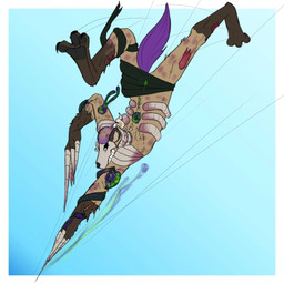 anthro attack blood bodily_fluids bone brown_body brown_fur fur grin male purple_body purple_fur skull skull_head smile solo spots zordykeaboo home_zomewhere_else hyena mammal 1:1 hi_res spanish_description