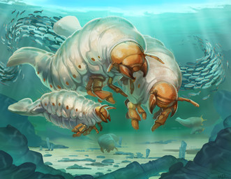 6_legs ambiguous_gender antennae_(anatomy) day feral fin flukes group light mandibles markings multi_limb orange_head rock sea seabed segmented_body size_difference spots spotted_body sunlight swimming tail underwater water white_body cuttledreams ambient_coral ambient_fish ambient_sealife aquatic arthropod grub_(insect) hybrid insect larva mammal manatee sirenian absurd_res digital_media_(artwork) digital_painting_(artwork) hi_res painting_(artwork)