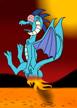 anthro blue_body blue_scales bubble_butt burning butt butt_on_fire female fire hand_on_butt horn lava membrane_(anatomy) membranous_wings open_mouth pain raised_tail scales smoke solo tail wings hot_rolls friendship_is_magic hasbro my_little_pony mythology princess_ember_(mlp) dragon mythological_creature mythological_scalie scalie digital_media_(artwork) hi_res