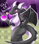 anthro areola beverage big_breasts black_body black_nipples bottle breasts butt container female glowing glowing_eyes half-closed_eyes hand_on_hip holding_object horn looking_at_viewer narrowed_eyes nipples nude open_mouth pillar purple_eyes scales seductive slightly_chubby smile solo spread_wings tail thick_thighs wings woofington_gator microsoft minecraft mojang mythology xbox_game_studios jean_(minecraft) dragon ender_dragon mythological_creature mythological_scalie scalie absurd_res digital_media_(artwork) hi_res