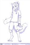 adolescent anthro aogami armor c_(chirmaya) chirmaya comic english_text female hair headgear helmet hi_res knee_pads mammal monochrome ponytail procyonid raccoon skateboard solo text url vehicle young young_anthro