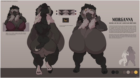 4_horns 5_fingers anthro big_breasts big_butt biped black_hair border bottomless bra bra_only breasts butt clothed clothing color_swatch curled_horn dewclaw_hooves digit_ring ear_piercing eyes_closed female finger_ring fingers front_view grey_hair hair hooves horizontal_pupils horn huge_breasts huge_butt huge_thighs hyper hyper_breasts jewelry lips multi_horn multiple_outfits nude piercing pupils purple_bra purple_clothing purple_underwear rear_view solo thick_bottom_lip thick_thighs underwear underwear_only white_border wide_hips wool_hair yellow_eyes conditional_dnp oouna morganna_(zwerewolf) bovid caprine domestic_sheep hybrid jacob_sheep mammal sheep valais_blacknose hi_res model_sheet