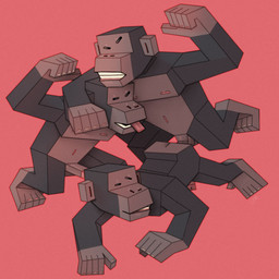abstract_art anal anal_penetration anthro cubism erection flexing genitals group group_sex low_poly male male/male male_penetrated male_penetrating male_penetrating_male muscular muscular_male pecs penetration penis polygonal_body sex simple_background tongue tongue_out trio ravuer ape chimpanzee haplorhine mammal pan_(genus) primate 1:1 hi_res