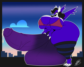anthro balls big_balls big_breasts big_bulge big_butt big_penis bodily_fluids bra breasts bulge butt city city_background clothing cum erection genital_fluids genitals gynomorph hair holding_penis huge_balls huge_breasts huge_bulge huge_penis hyper hyper_balls hyper_breasts hyper_bulge hyper_genitalia hyper_penis intersex leaking_cum legwear macro penis simple_background solo stockings thick_thighs underwear vein veiny_penis wide_hips wings shieradevil nintendo pokemon fan_character kyan_(pressxforrex) generation_3_pokemon latias latios legendary_pokemon pokemon_(species) 2025 absurd_res digital_media_(artwork) hi_res busty_boy_(lore)