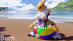 anthro anus areola ball beach beach_ball big_breasts biped bouncing_breasts breasts detailed_background female fingers fur genitals grinding improvised_sex_toy inflatable looking_at_viewer masturbation nipples nude outside public public_masturbation public_nudity pussy seaside sex_toy sitting sitting_on_ball sky solo straddling toying_self vaginal vaginal_masturbation white_body white_fur bacn bandai_namco digimon canid digimon_(species) mammal renamon 16:9 2019 3d_(artwork) 3d_animation animated digital_media_(artwork) hi_res long_playtime sound webm widescreen